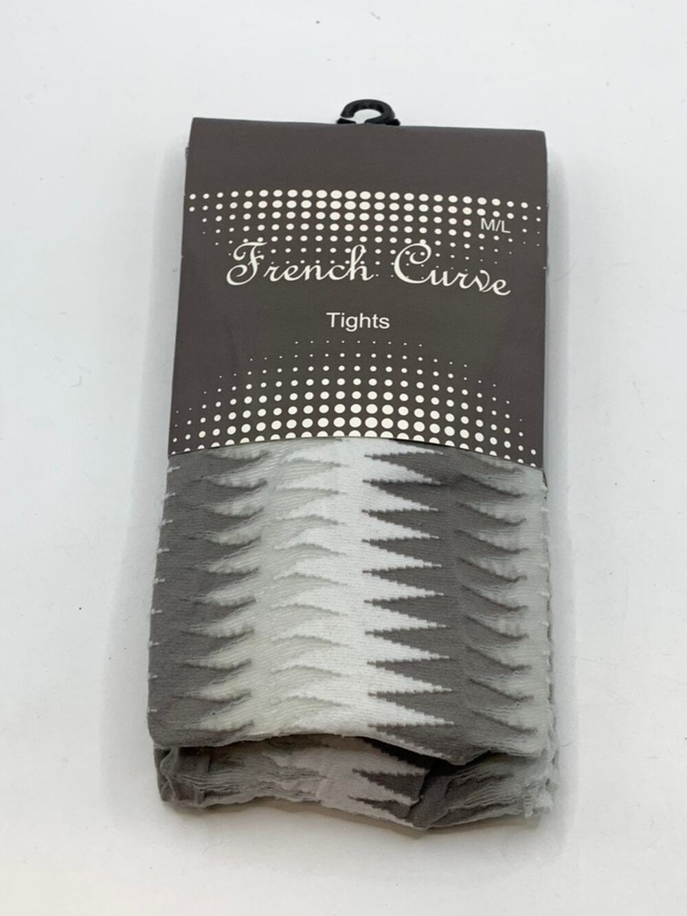 FRENCH CURVE Women's Gray-White Sheer Printed Pull-On Tights SZ M/L